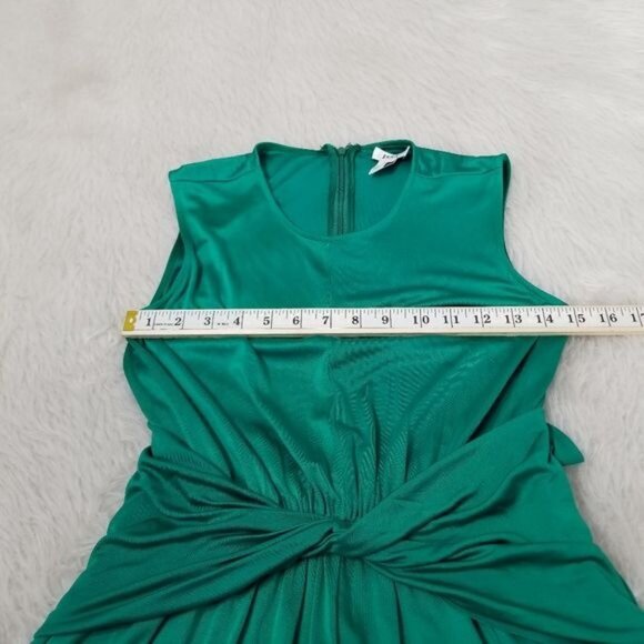 ISSA London Green Drapey Gathered Waist Sleeveless Sheath Maxi Dress 4 - Picture 6 of 9